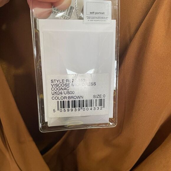 NWT Self-Portrait Women’s Midi Wrap Dress Button Front Cognac Brown sz 0 - Picture 8 of 15